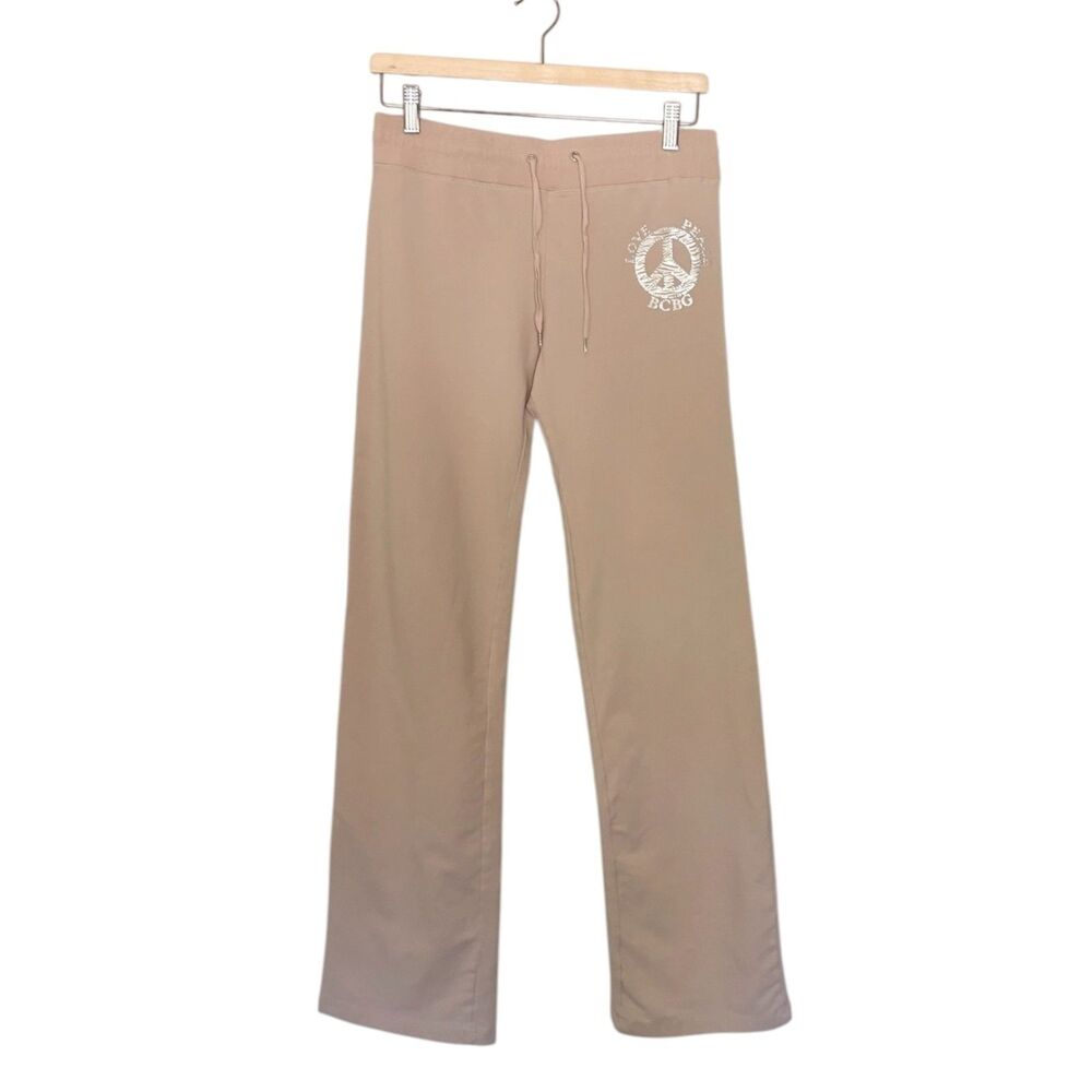 BCBG Max Azria Peace Love Flare Cargo Pocket Sweatpants Tan Large Utility